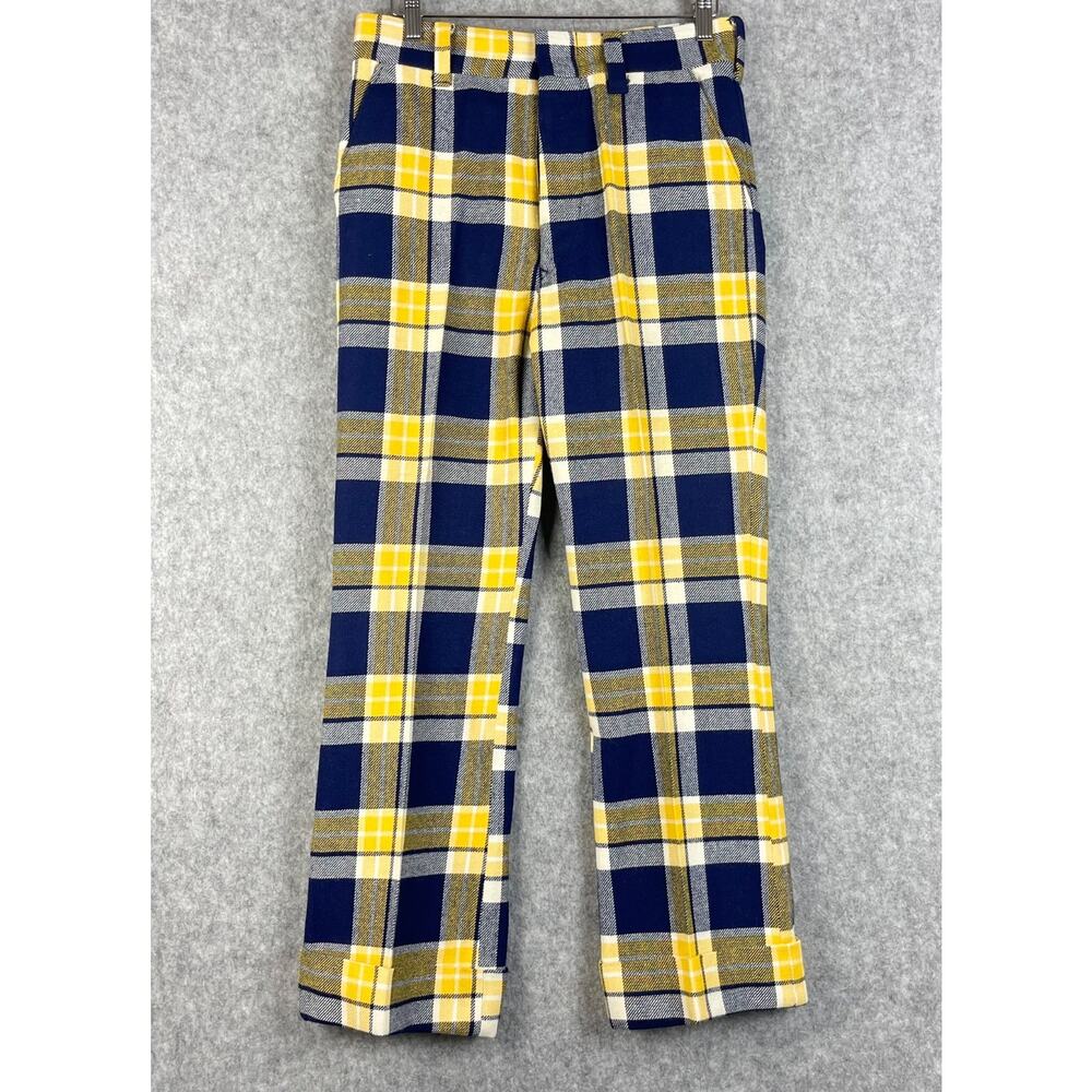 VTG McGregor Pant Mens 30x29 Plaid Cuffed Flat Front USA Retro MCM Disco 60s 70s